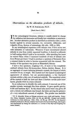 Observations on the Alteration 19Roducts of Stibnite