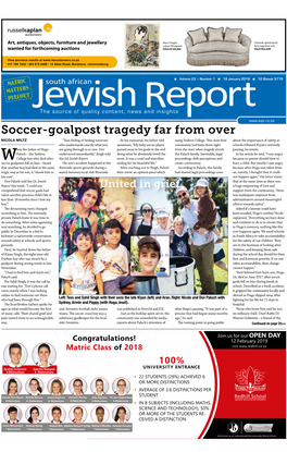 Soccer-Goalpost Tragedy Far from Over NICOLA MILTZ “That Feeling of Finding Someone at His Memorial, His Father Told Suing Yeshiva College