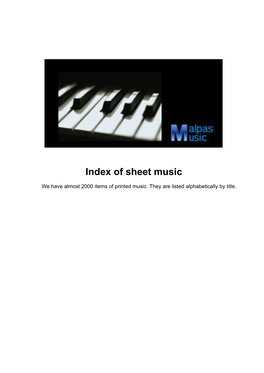 Index of Sheet Music