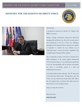 Ministry for the Kosovo Security Force Newsletter 2015 October