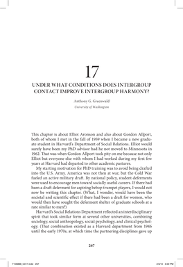 Under What Conditions Does Intergroup Contact Improve Intergroup Harmony?