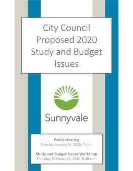 City Council Proposed 2020 Study and Budget Issues