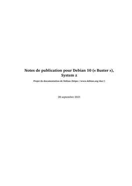 Notes De Publication Pour Debian 10 (« Buster »), System Z