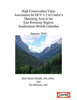High Conservation Value Forests in Tembec's Canal Flats
