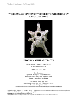 Western Association of Vertebrate Paleontology Annual Meeting