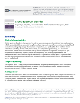 ESCO2 Spectrum Disorder