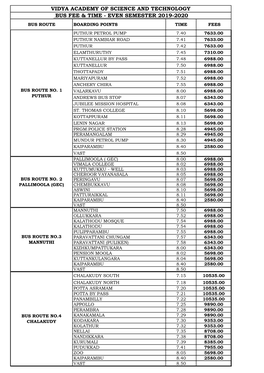 Bus Fee & Time