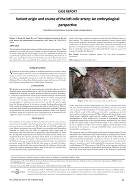 Variant Origin and Course of the Left Colic Artery: an Embryological Perspective