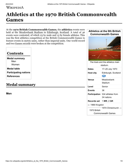 Athletics at the 1970 British Commonwealth Games - Wikipedia