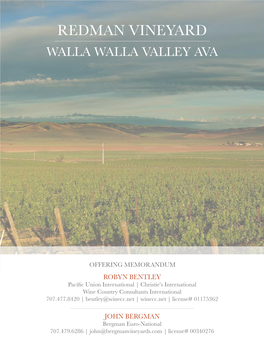 Redman Vineyard Walla Walla Valley Ava