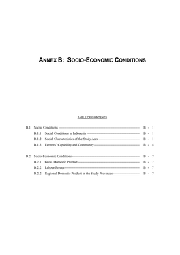 Annex B: Socio-Economic Conditions