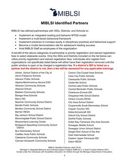 MIBLSI Identified Partners