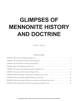 Glimpses of Mennonite History and Doctrine