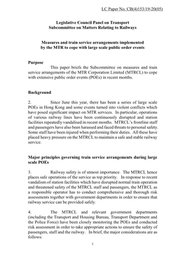 Administration's Paper on Measures and Train Service Arrangements