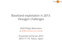 Baseband Exploitation in 2013: Hexagon Challenges