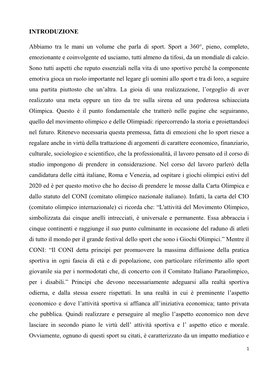 INTRODUZIONE Abbiamo Tra Le Mani Un Volume Che Parla Di Sport. Sport