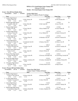 MPSSAA 321A South Region Swim Champs 2015 February 14, 2015 Results - 321A South Region Swim Champs 2015