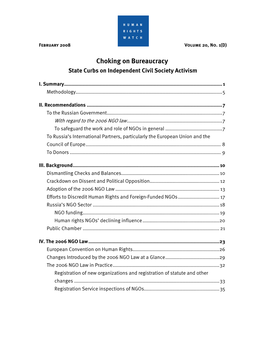 Choking on Bureaucracy State Curbs on Independent Civil Society Activism