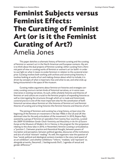 (Or Is It the Feminist Curating of Art?) Amelia Jones