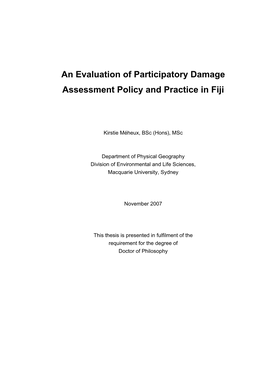 An Evaluation of Participatory Damage Assessment Policy and Practice in Fiji