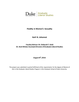 Fluidity in Women's Sexuality Karli N. Johonnot