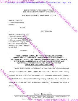 Thejasminebrand.Com Thejasminebrand.Com Case 1:13-Cv-23705-CMA Document 85 Entered on FLSD Docket 05/15/2014 Page 1 of 28