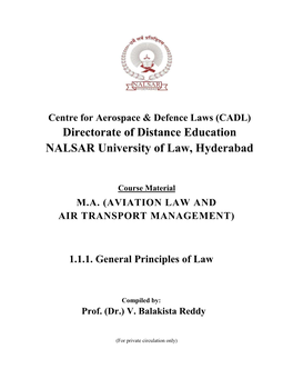 Directorate of Distance Education NALSAR University of Law, Hyderabad