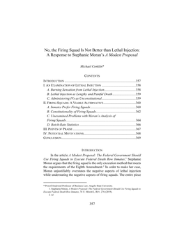 No, the Firing Squad Is Not Better Than Lethal Injection: a Response to Stephanie Moran’S a Modest Proposal