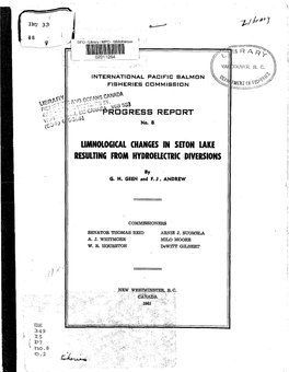 I Llmnological CHANGES in SETON LAKE RESULTING FROM