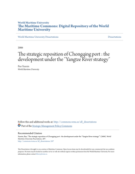 The Strategic Reposition of Chongqing Port : the Development Under