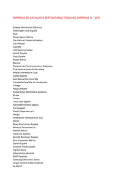 Empresas En Catalunya Destinatarias Togas.Biz Empresas Iv - 2011