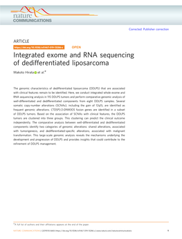 Integrated Exome and RNA Sequencing of Dedifferentiated Liposarcoma