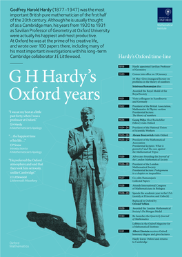Godfrey Harold Hardy (1877–1947) Was the Most Important British Pure Mathematician of the First Half of the 20Th Century