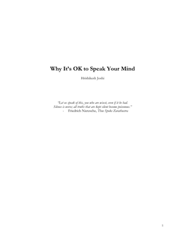 Why It's OK to Speak Your Mind Post