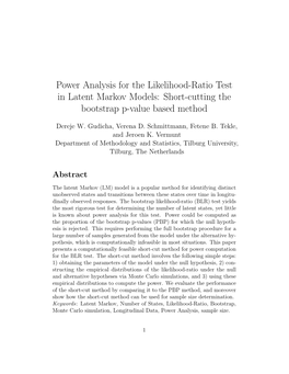 Power Analysis for the Likelihood-Ratio Test in Latent Markov Models: Short-Cutting the Bootstrap P-Value Based Method