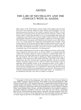 The Law of Neutrality and the Conflict with Al Qaeda