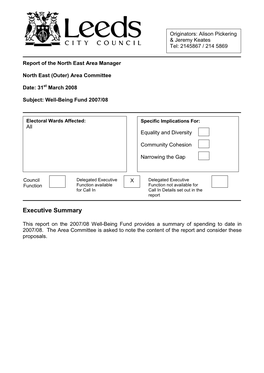 Well-Being Fund 2007/08