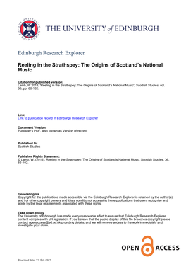 Reeling in the Strathspey: the Origins of Scotland's National Music