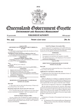 Queensland Government Gazette Environment and Resource Management
