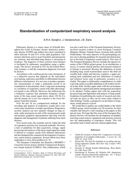 Standardization of Computerized Respiratory Sound Analysis