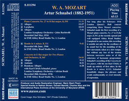 W. A. MOZART Playing � DISC PROHIBITED