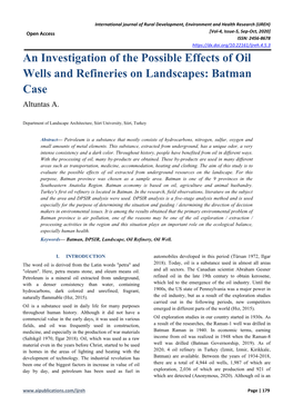 An Investigation of the Possible Effects of Oil Wells and Refineries on Landscapes: Batman Case Altuntas A