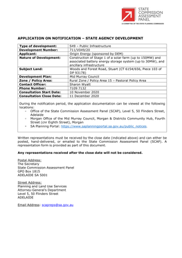 Application on Notification – State Agency Development