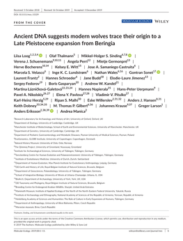 Ancient DNA Suggests Modern Wolves Trace Their Origin to a Late Pleistocene Expansion from Beringia