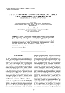 635 a Re-Evaluation of the Taxonomy of Macrocalamus