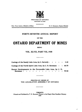 Forty-Seventh Report, Department of Mines
