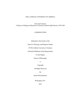 A History of Religious Education in American Catholic High Schools, 1929-1969
