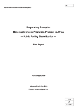 Preparatory Survey for Renewable Energy Promotion Program in Africa - Public Facility Electrification Final Report No