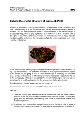 BD3 Solving the Crystal Structure Of