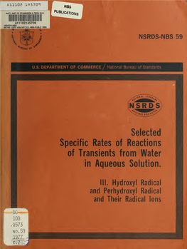 Selected Specific Rates of Reactions of Transients from Water in Aqueous Solution